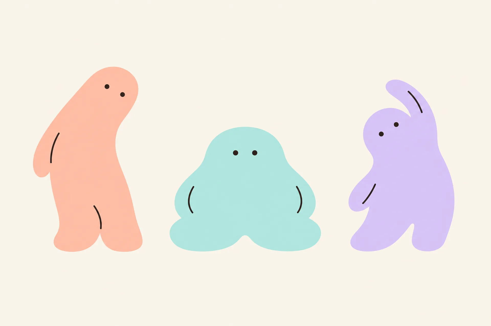 A group of putty characters shaping clay together